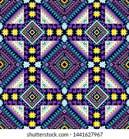 Geometric hand drawn seamless tribal pattern