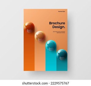 Plantilla de vector de diseño de la lista de mano geométrica A4. Resumen del concepto de identidad corporativa de bolas 3D.