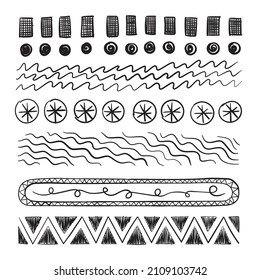 Geometric hand-drawn stripes collection in different styles. Perfect for decoration and ornaments.