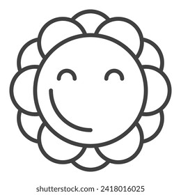 Geometric Happy Groovy Flower vector concept outline icon or symbol