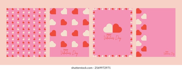 Geometric Happy valentine day background. Trendy simple modern greeting cards. Universal modern artistic templates. lovely posters in pink red colors. February 14.
