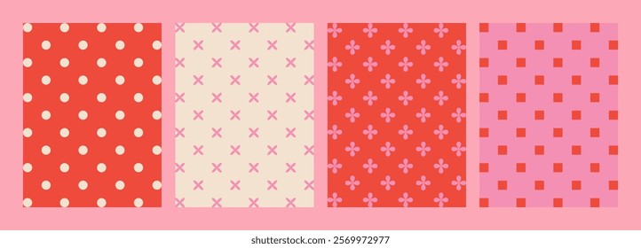 Geometric Happy valentine day background. Trendy simple modern greeting cards. Universal modern artistic templates. lovely posters in pink red colors. February 14.