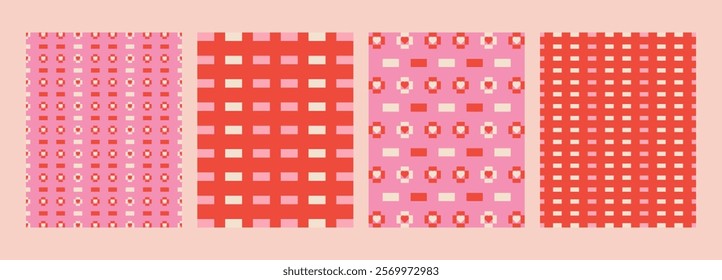 Geometric Happy valentine day background. Trendy simple modern greeting cards. Universal modern artistic templates. lovely posters in pink red colors. February 14.