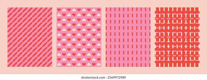Geometric Happy valentine day background. Trendy simple modern greeting cards. Universal modern artistic templates. lovely posters in pink red colors. February 14.