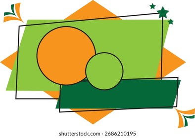 Harmonia geométrica
Composição abstrata em verde e laranja
Formulários em camadas
Elementos de design moderno
Formas vibrantes