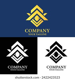 Geometric harmony: A triangle and square merge in this sleek logo design.