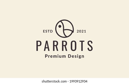 geometric head lines bird parrots logo vector icon illustration design