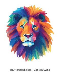 Geometric Head Lion Mane icon isolated illustration