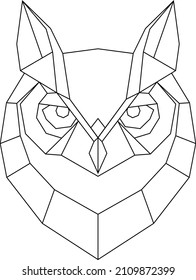 Geometric head of an owl. Polygonal vector illustration of a wild bird.