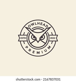 geometric head owl simple badge logo design vector graphic symbol icon illustration creative idea