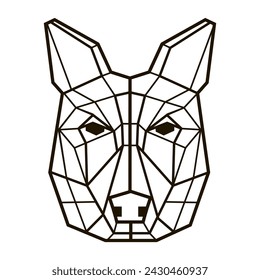 Geometric head of a shepherd dog. Abstract polygonal style. Linear contour for tattoo, logo, laser cutting, T-shirt design, etc. Stock vector illustration isolated on a white background