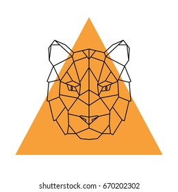 Geometric head tiger. Wild animal. Vector illustration.