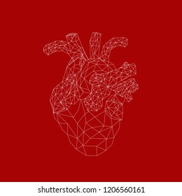 Geometric heart background with lines. abstract illustration. heart of lines