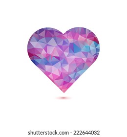 Geometric heart background in rainbow colors. Vector illustration.