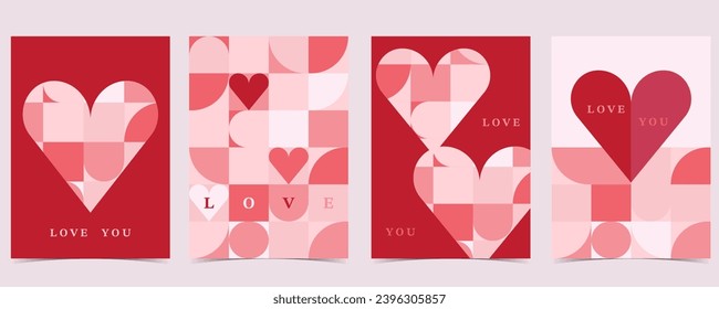 geometric heart background for valentine's day.Editable vector illustration for postcard,banner