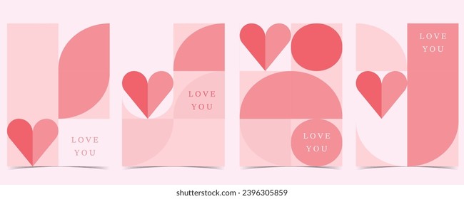 geometric heart background for valentine's day.Editable vector illustration for postcard,banner