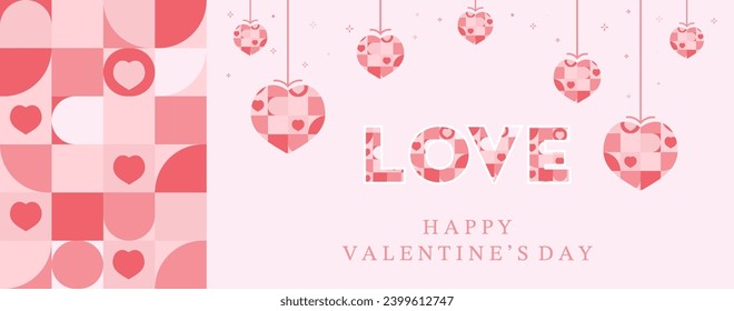 geometric heart background for valentine's day.Editable vector illustration for postcard,banner