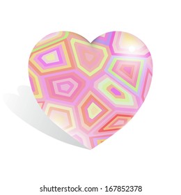 Geometric heart background with white background and shadow. Can be used for packaging, invitations, Valentine's Day, mass print production. 