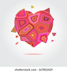 Geometric heart background with white background and shadow. Can be used for packaging, invitations, Valentine's Day, mass print production. 