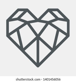 Geometric heart cartoon origami quality vector illustration cut