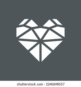 Geometric heart cartoon origami quality vector illustration cut