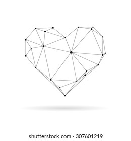 Geometric heart design silhouette. Black line vector illustration