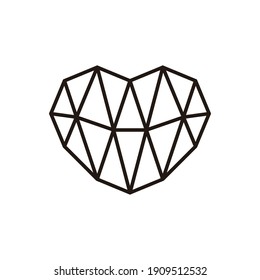 geometric heart icon design, vector heart logo