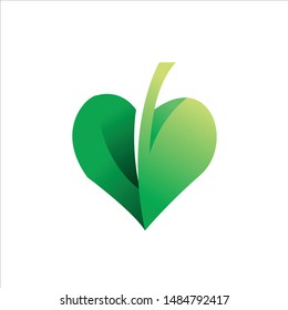geometric heart and leaf logo design vector, change able color and work well in both dark and light background