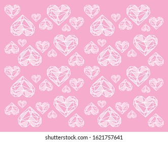 geometric heart line vector cut textile background love valentine day