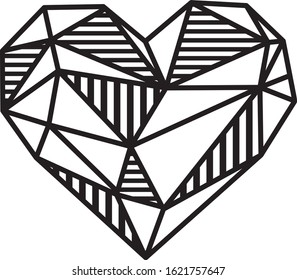 geometric heart line vector cut textile background love valentine day