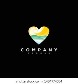 geometric heart logo design vector, change able color and work well in both dark and light background