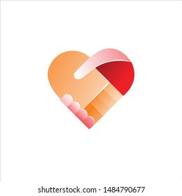 geometric heart logo design vector, change able color and work well in both dark and light background