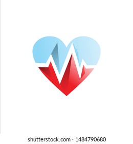 geometric heart logo design vector, change able color and work well in both dark and light background