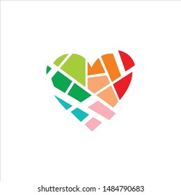 geometric heart logo design vector, change able color and work well in both dark and light background