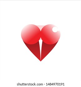geometric heart  logo design vector, combined red and little bit pink color. change able color and work well in both dark and light background