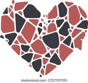 Mosaico geométrico del corazón: una representación visualmente llamativa del amor y la conexión, el mosaico geométrico del corazón simboliza la unidad, la compasión y la naturaleza multifacética de las emociones.