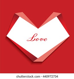 Geometric heart on red background. Heart design  illustration
