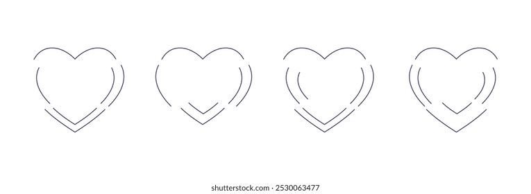 Progresión geométrica del corazón Diseños minimalistas modernos del logotipo en cuatro etapas