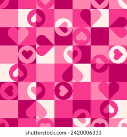 Geometric heart with seamless square pattern design for valentine’s day.