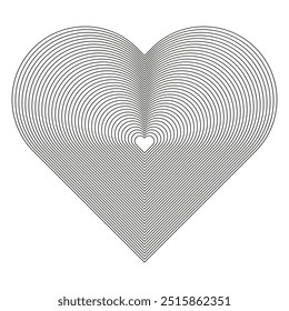 Forma geométrica del corazón. Patrón de línea concéntrica. Abstractas contorno del corazón. Diseño de Vector simétrico.