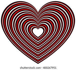Geometric heart shape with radiating outlines. Stylized heart shape for love, affection concepts.