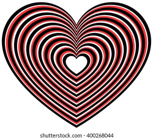 Geometric heart shape with radiating outlines. Stylized heart shape for love, affection concepts.