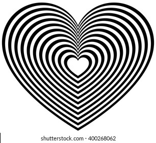 Geometric heart shape with radiating outlines. Stylized heart shape for love, affection concepts.