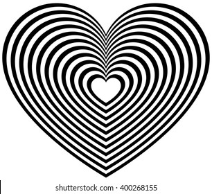 Geometric heart shape with radiating outlines. Stylized heart shape for love, affection concepts.