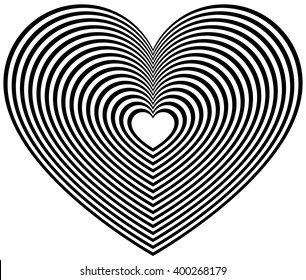 Geometric Heart Shape Radiating Outlines Stylized Stock Vector (Royalty ...