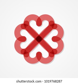 Geometric heart symbol. Flat design, vector illustration