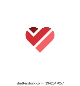 geometric heart symbol vector logo design