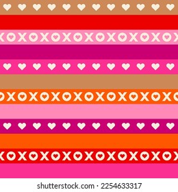 Geometric heart and typography design stripes pattern for valentine’s day