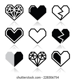 Geometric heart for Valentine's Day icons - love concept