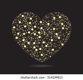 Geometric heart .Wireframe heart vector illustration.